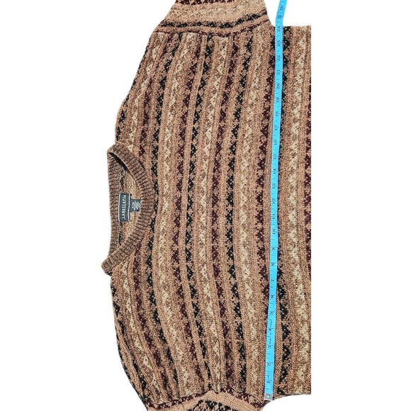 Vtg Landscape Sweater Mens XL Crew Neck Pullover Knit Geometric Tan Multicolor - Picture 5 of 7